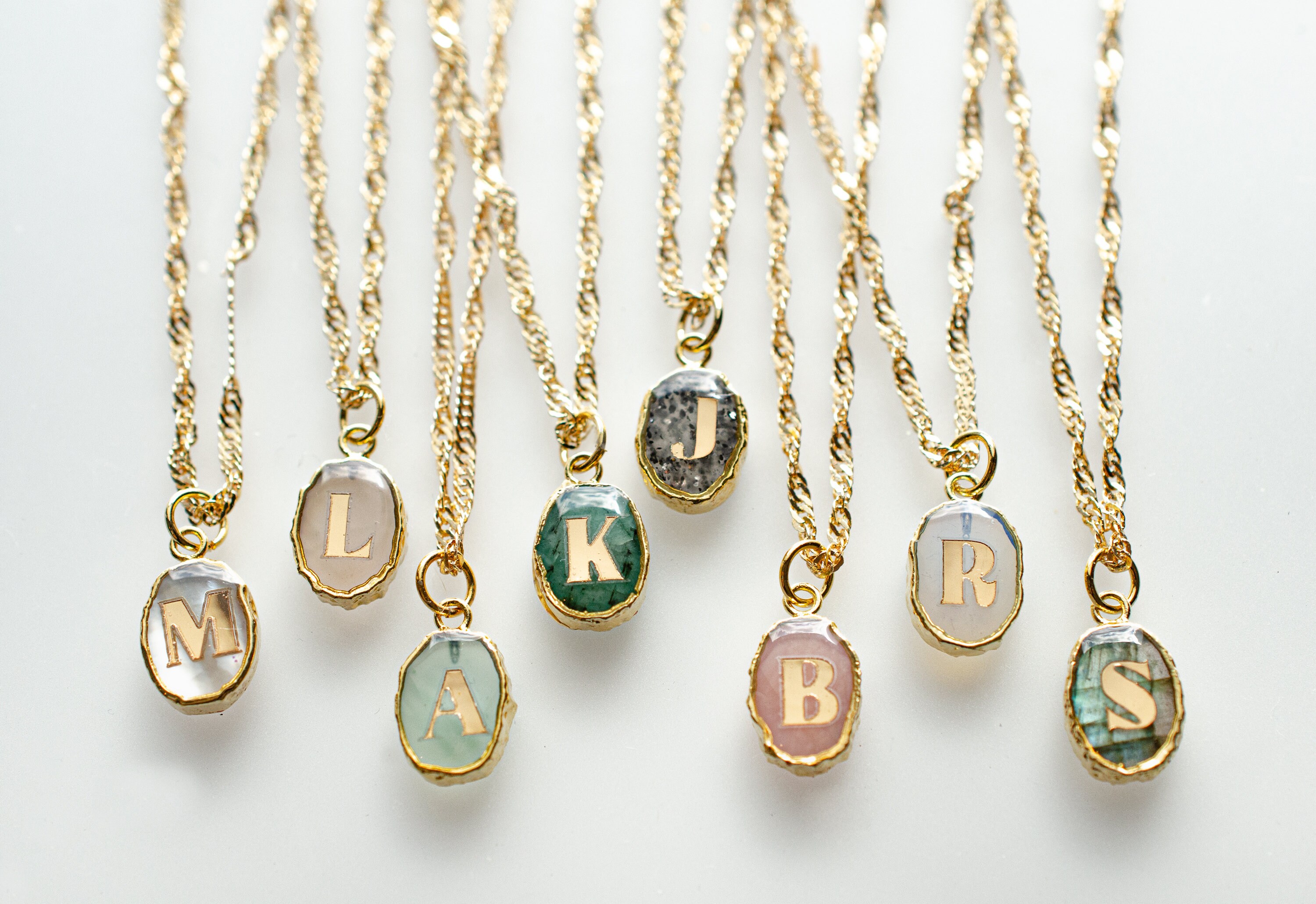Small Gold Initial Necklace Custom 