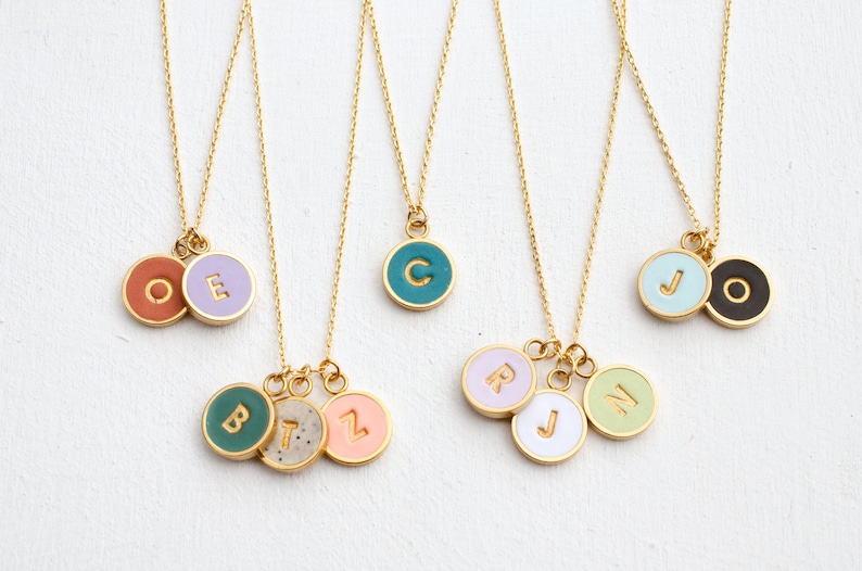 Custom letter necklace, Initial Necklaces for Moms, multiple initial necklace, anniversary necklace, round initial necklace, simple initial image 6