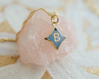 Custom Star Initial Necklace, Personalized Gemstone Jewelry
