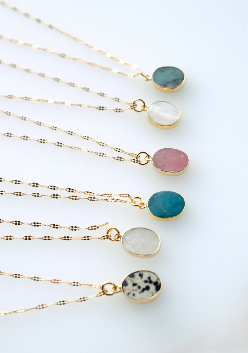 Simple Gold Gemstone Necklace birthstone jewelry bridesmaid | Etsy