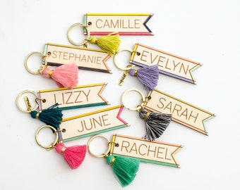 Personalized Handpainted Name Keychains - Wood keychain,  gift for her, bridesmaid gifts, colorful keychain, custom keychain, mother's day
