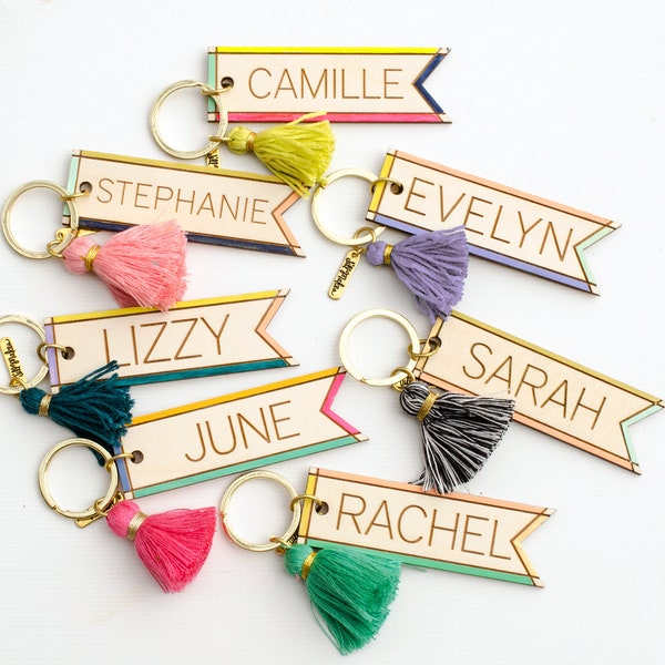 Personalized Handpainted Name Keychains - Wood keychain,  gift for her, bridesmaid gifts, colorful keychain, custom keychain, mother's day