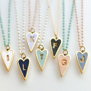 Collar con inicial de corazón, joyería para el día de San Valentín, collar de corazón personalizado, regalo de aniversario, regalo para hija, collar de corazón minimalista,
