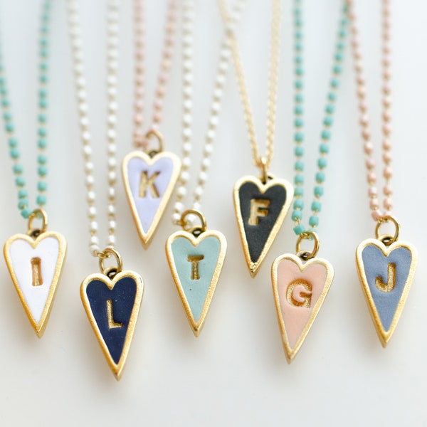 Herz Initial Halskette Valentinstag Schmuck, personalisierte Herz Halskette, Jahrestag Geschenk, Geschenk für Tochter, minimale Herz Halskette,