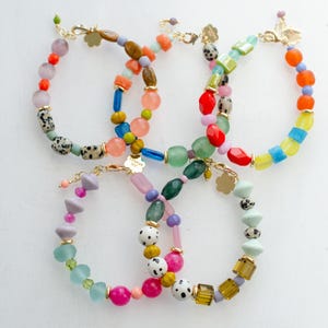 Colorful Beaded bracelet, Handmade adjustable bracelet, Bright Rainbow bracelet, Chunky Statement Bracelet, Bold Jewlery,