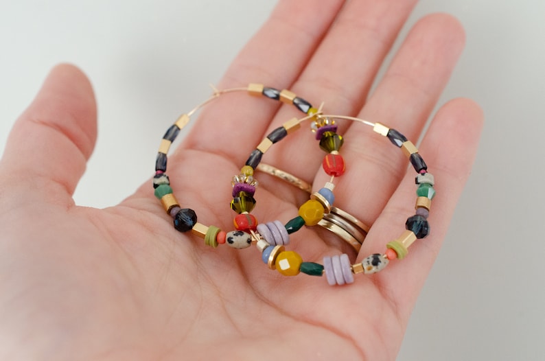 Artificial Multicolor Beaded Hoops