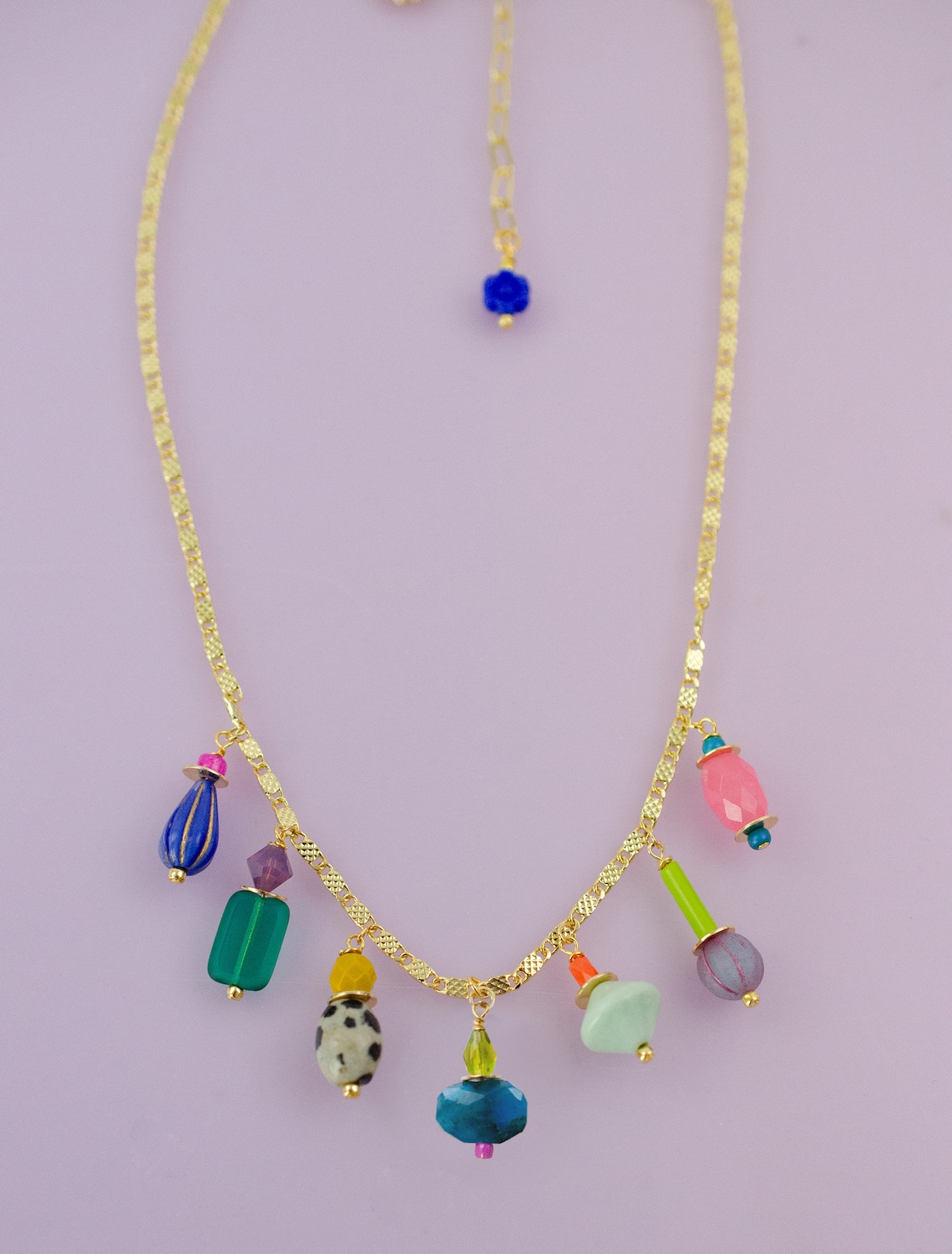 Colorful Charm Necklace, Multicharm Charm Necklace, Beaded Charm ...