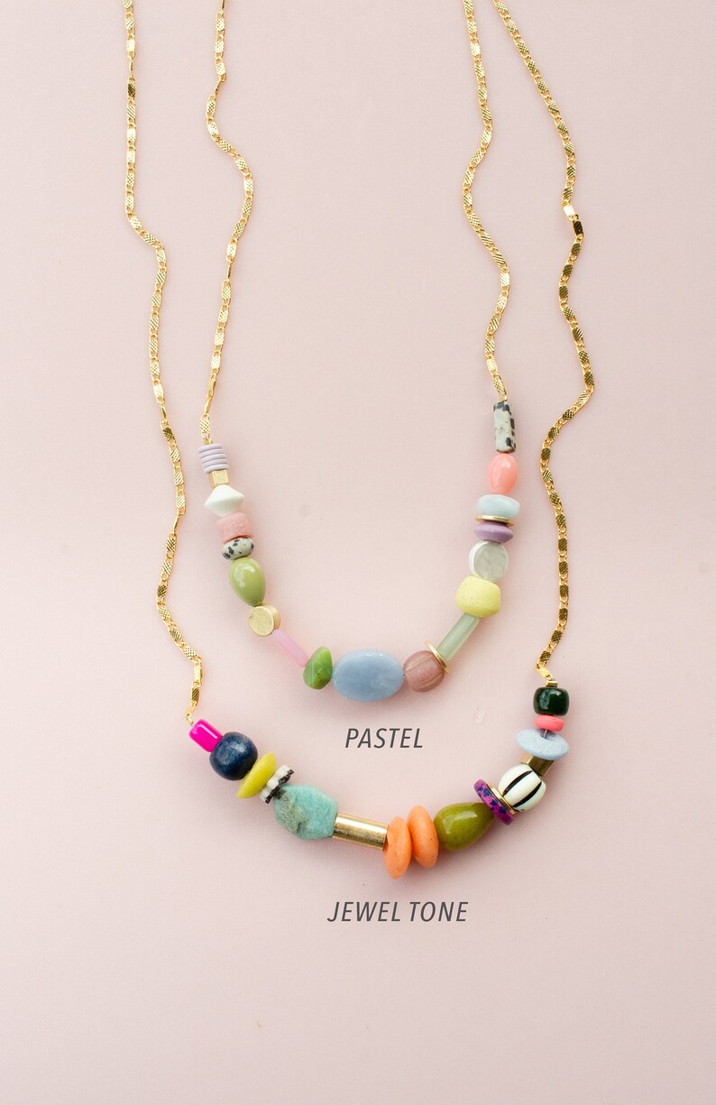Beaded Statement Necklace Colorful Beaded Necklace Beaded Etsy