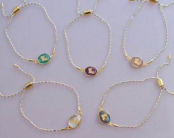 Louisiana Gemstone Bracelet, Gold Louisiana Jewelry, Louisiana Gift, New Orleans Necklace