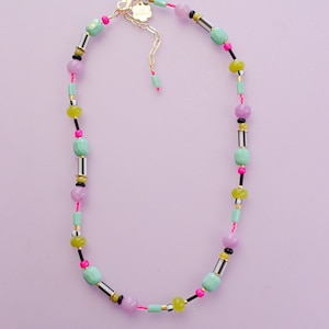 Colorful beaded seed bead necklace, neon beaded necklace, Multicolor friendship bracelet, Statement Necklace, gemstone beaded necklace
