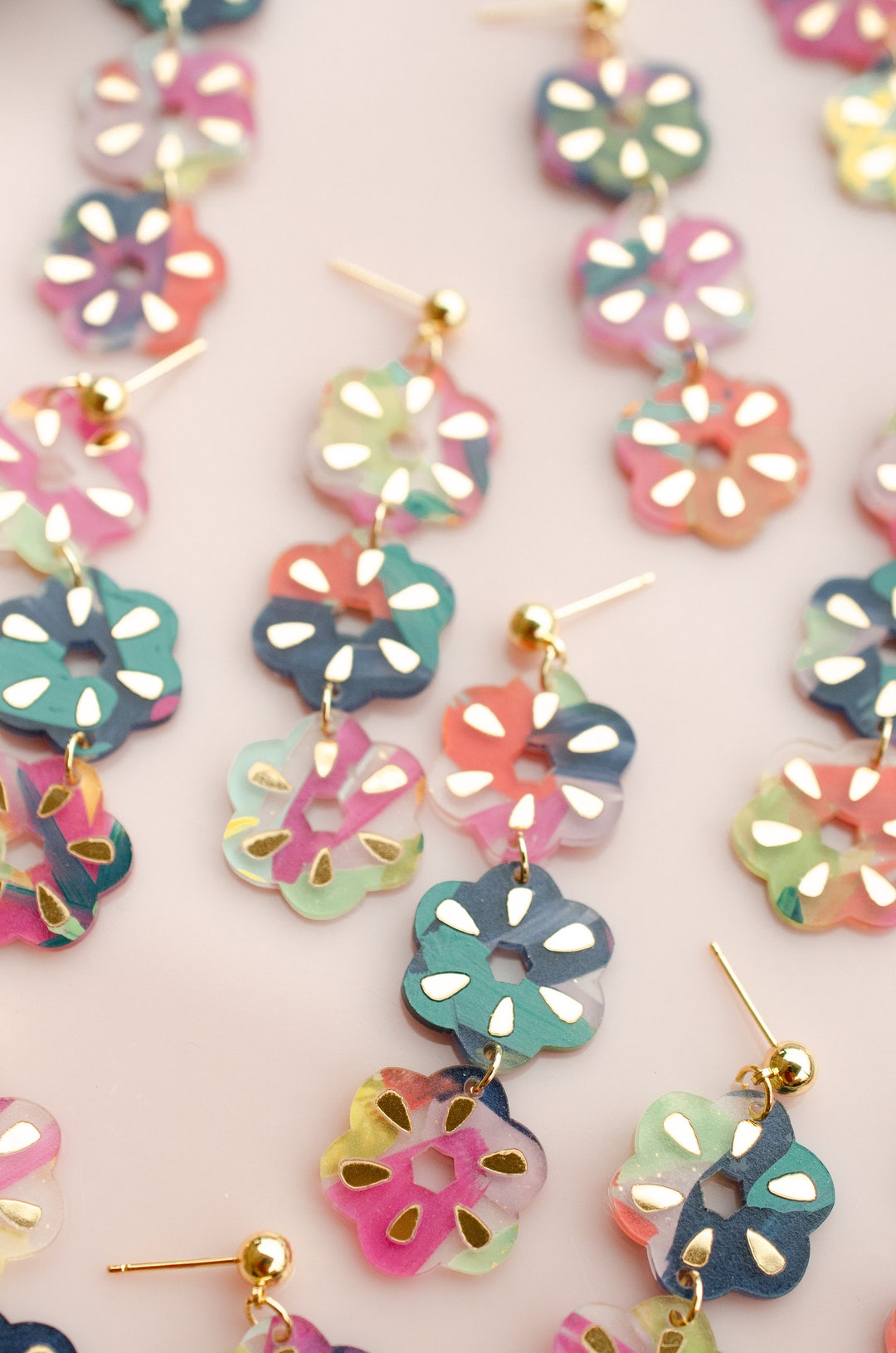 Colorful Flower Earrings, Flower Dangle Earrings, Spring Jewelry ...