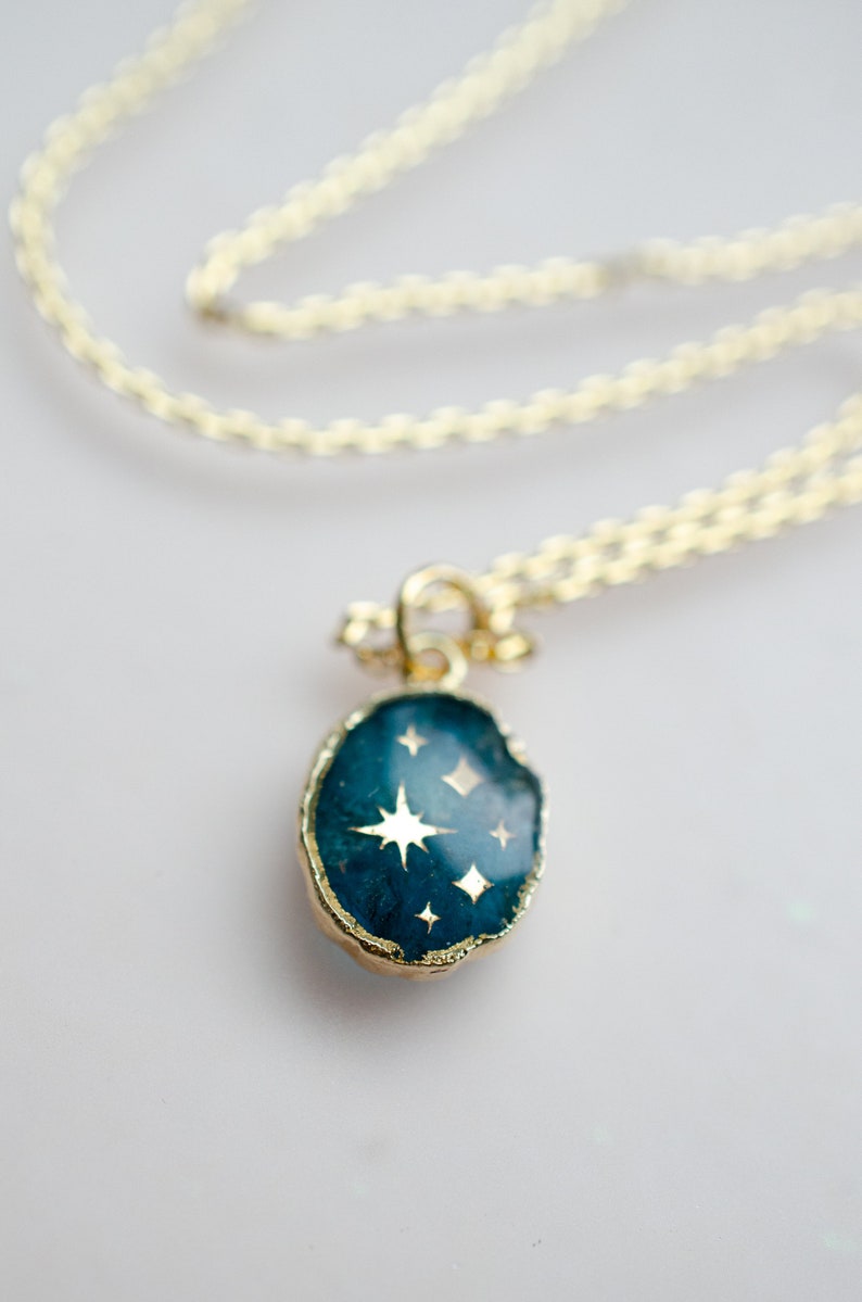 Celestial Necklace, Astrology Necklace, Dainty Gemstone, Gold Star Necklace, Moon Pendant, Galaxy Jewelry, Zodiac Necklace, Sun Necklace, image 6
