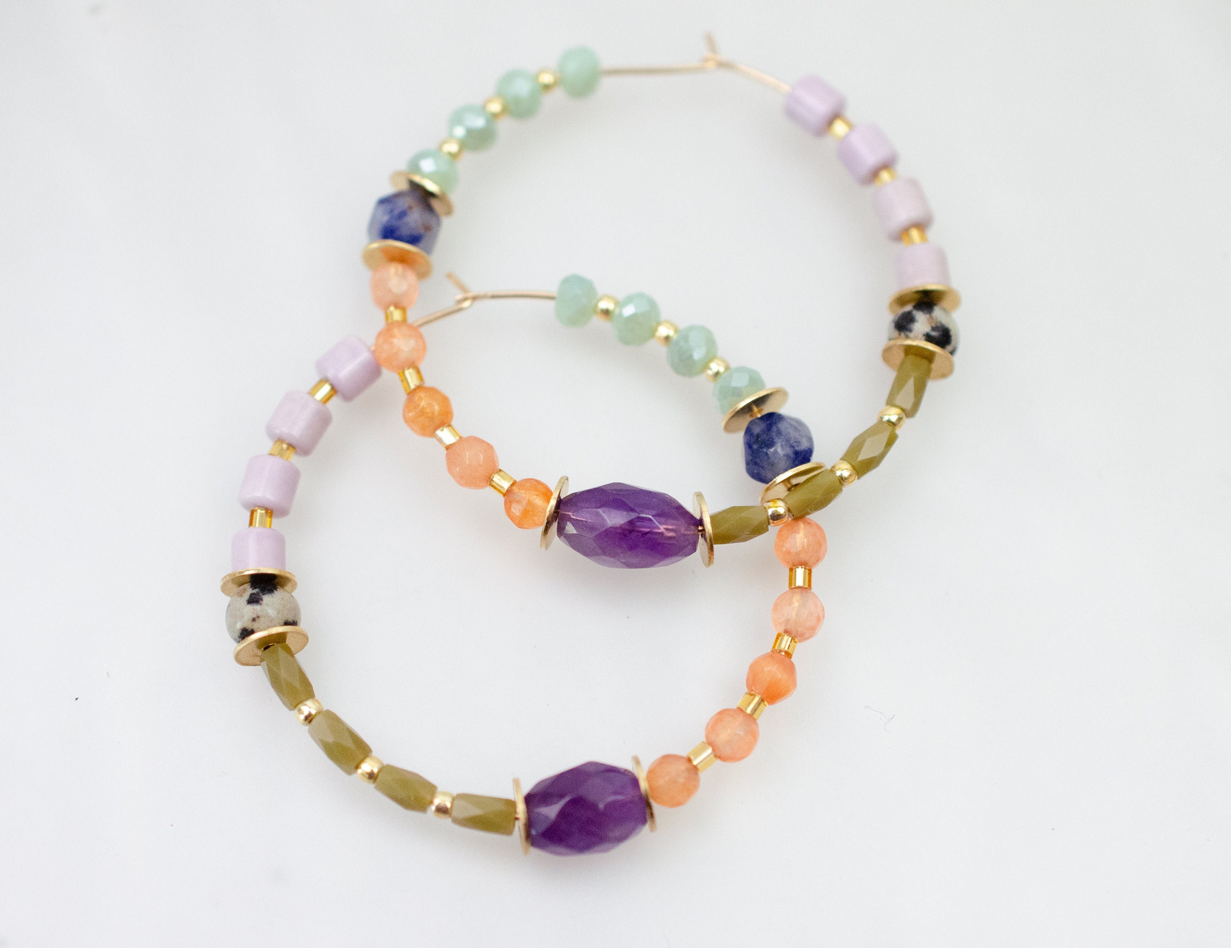 Orecchini A Cerchio Grandi Con Perline Colorate – Fatti A Mano, Stile Boho E Vintage, Regalo Unico - 2