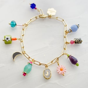 Personalized charm bracelet, custom bracelet for mom,custom charm bracelet, initial charm bracelet, colorful charm bracelet, letter bracelet image 5