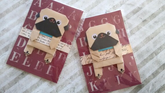 Cute Handmade Origami Pug Page Planner Marker Unique Paper Bookmark Funny Gift Black Pug Cool Bookmark Cute Pug