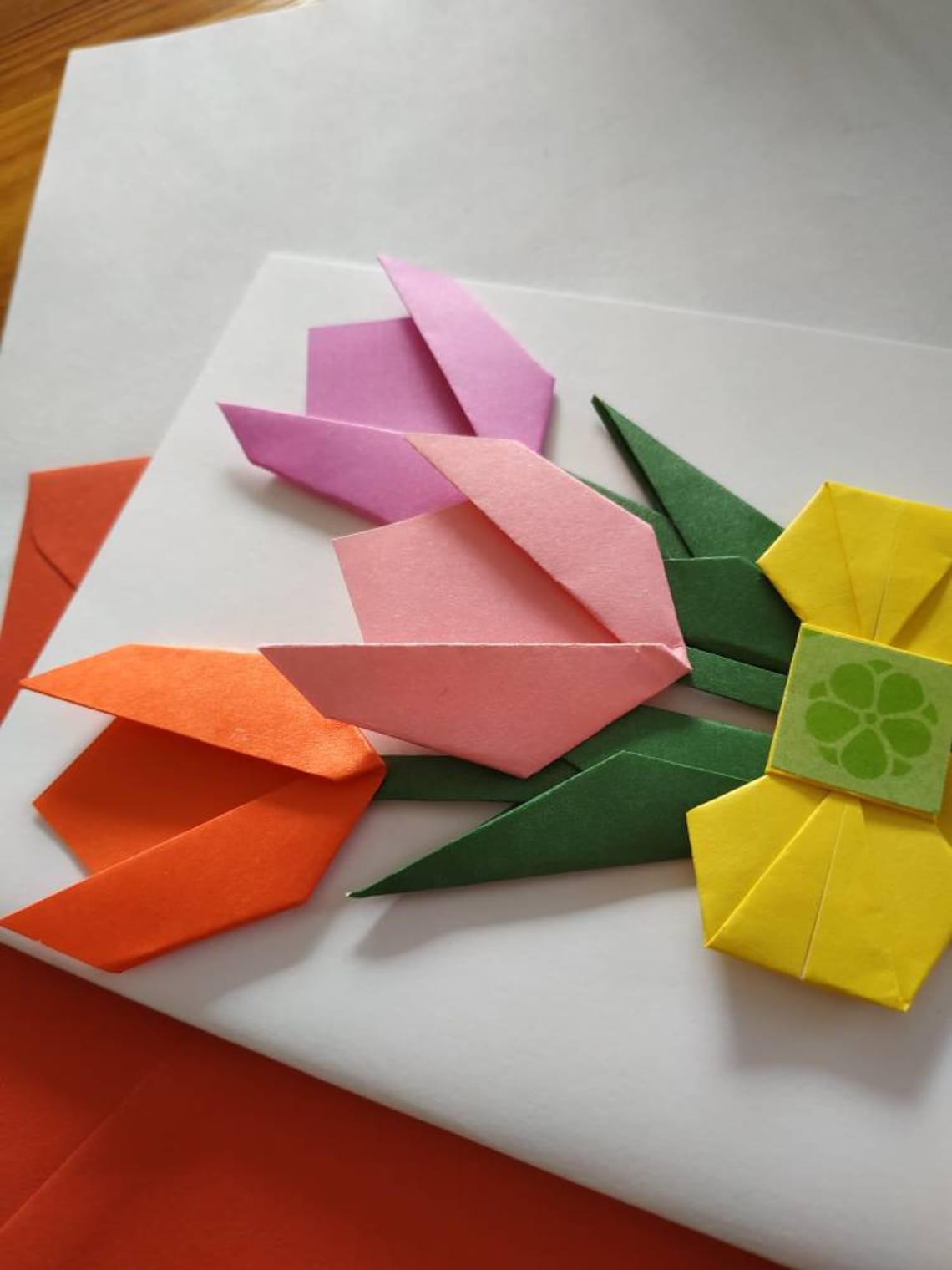 Handmade Origami flower card Mother's day card Tulip Etsy