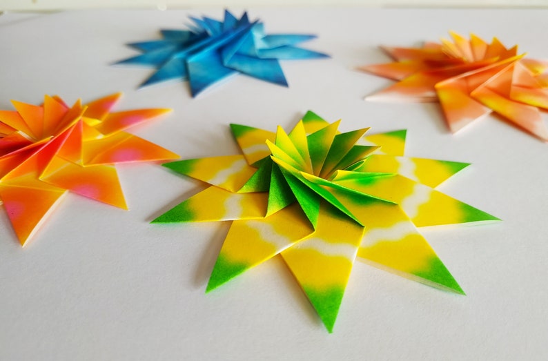 Christmas Origami Stars Pop Up Paper Fold Stars Christmas Etsy