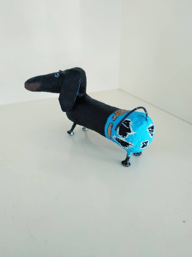 Mini Paper Mache Sausage Dog Gift Dachshund Puppy Sculpture Etsy