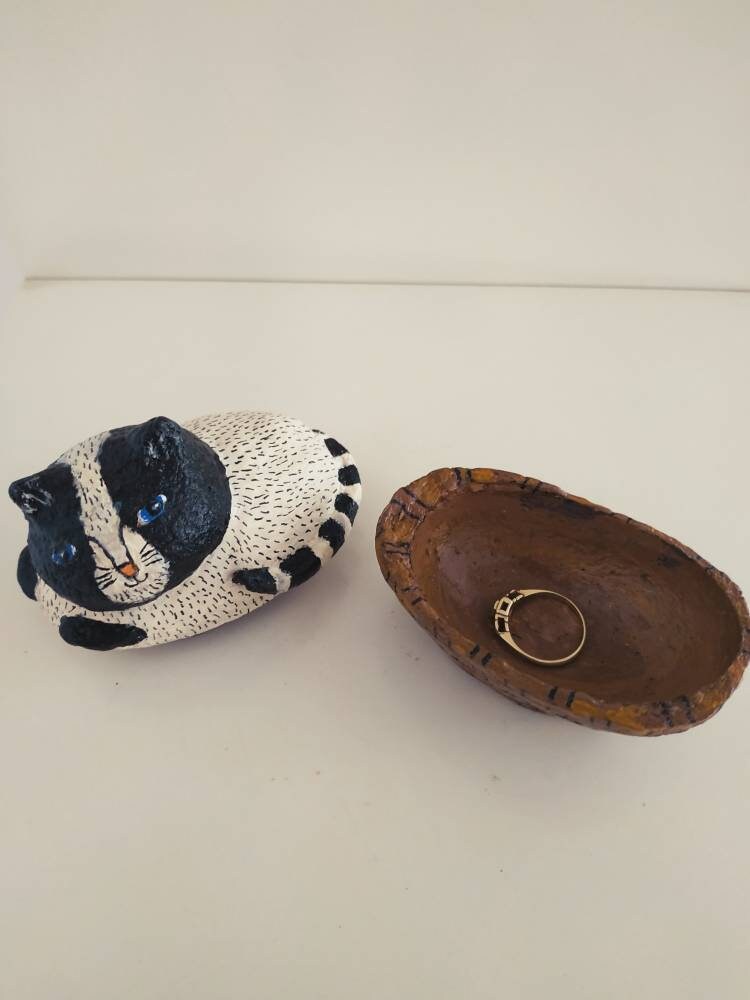 Paper mache Cat Box Handmade Jewelry Box Cat Sculpture Etsy