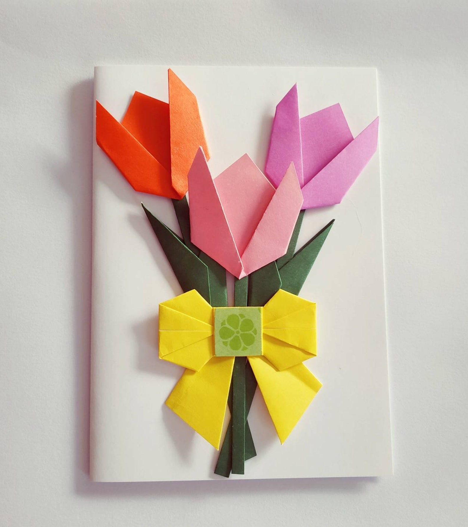 Handmade Origami flower card Mother's day card Tulip Etsy