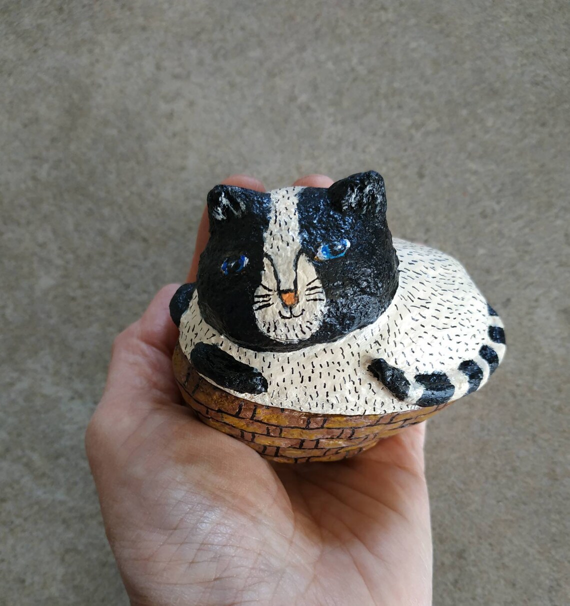Paper mache Cat Box Handmade Jewelry Box Cat Sculpture Etsy