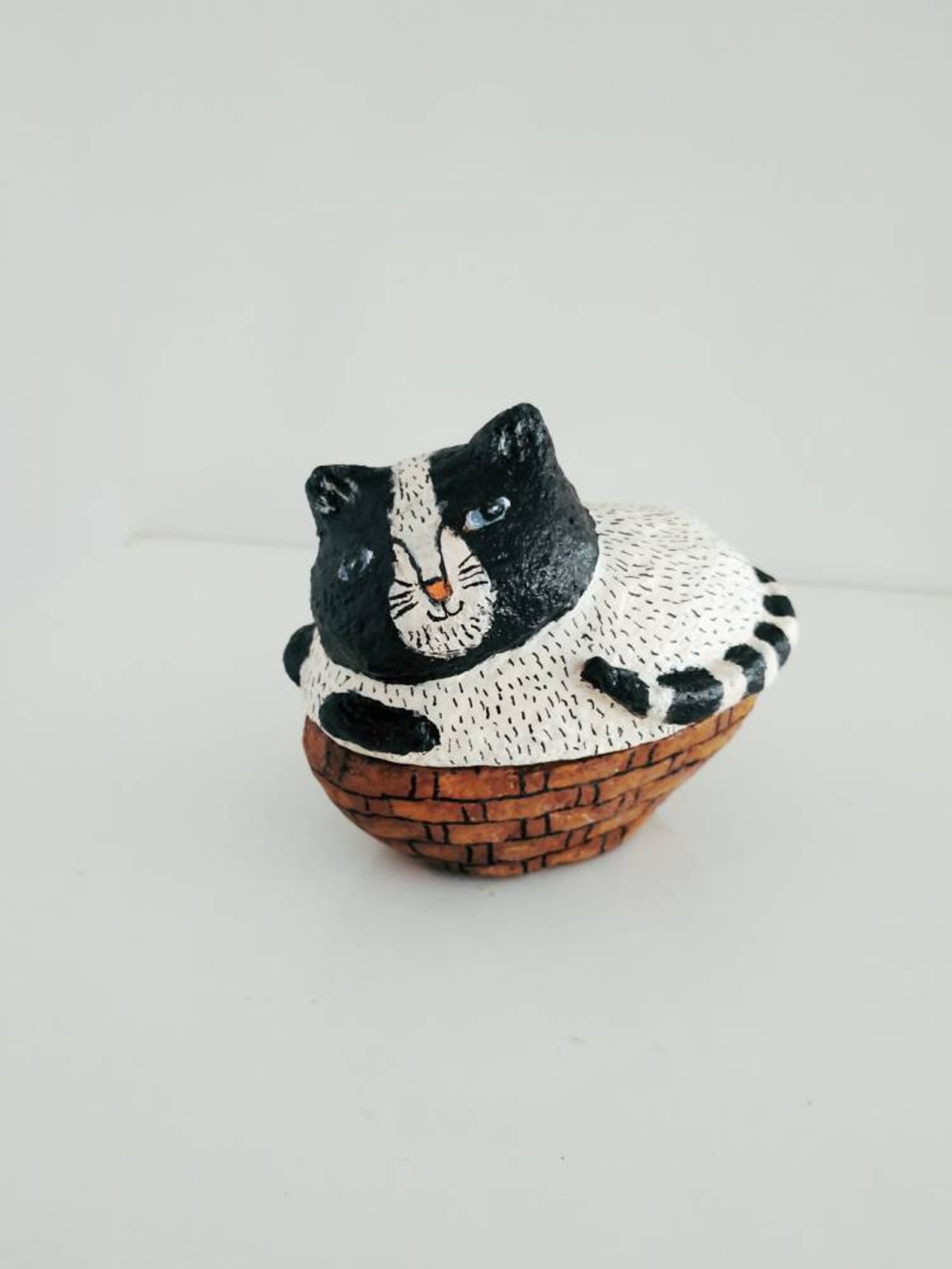 Paper mache Cat Box Handmade Jewelry Box Cat Sculpture Etsy