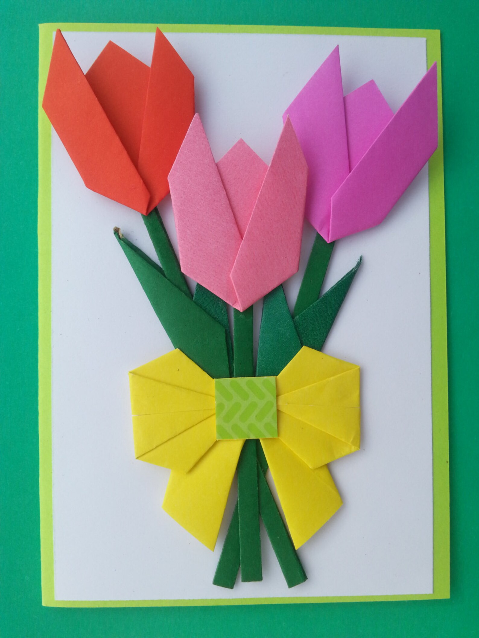 Handmade Origami flower card Mother's day Tulip Blank Etsy