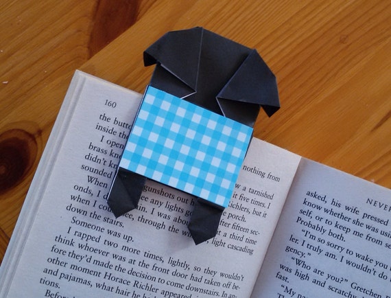 Page Planner Pug Bookmark Origami Paper Dog Handfold Unique Dog Bookmark Black Pug Cool Bookmark Pug