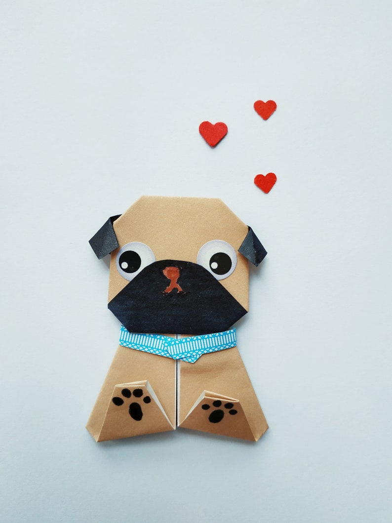 Cute Pug Paper Origami Dog Etsy
