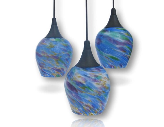Mini Pendant Light Trio in Multi Color Hand Blown Etsy Australia