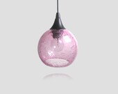 Hyacinth Pink Small Bubble Pendant Globe- Light Fixture Colored Pendant Lamps Kitchen Home Lighting Hand Blown