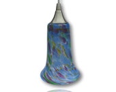 Accent Pendant in Blue Multi Colored Pattern Hand Blown Lighting