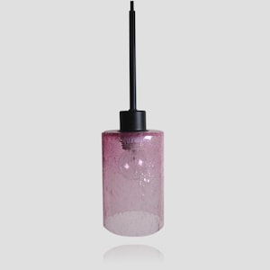 Hyacinth Pink Bubble Cylinder Pendant Globe- Light Fixture Colored Pendant Lamps Kitchen Home Lighting Hand Blown Globe