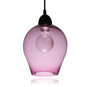 Handblown Large Pendnant Light in Transparent Violet