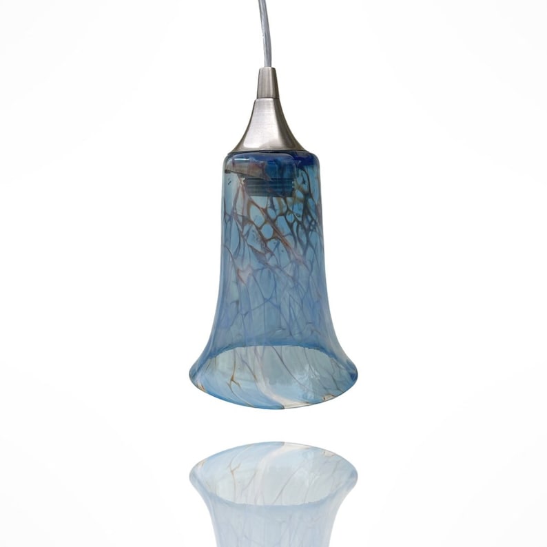 Hand Blown Accent Pendant in Sunset Blue Pattern Hand Blown Polished Nickel