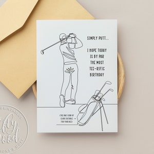Cartão de aniversário de golfe/Amante de golfe/Cartão de golfe engraçado/Para impressão - Arquivo digital para impressão e corte faça você mesmo de 5" x 7"