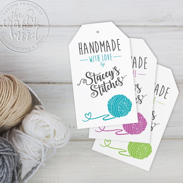 Handmade With Love, Customized Tag - Digital Print File