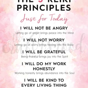The Reiki 5 Principles - PINK - Instant Download Poster - Etsy
