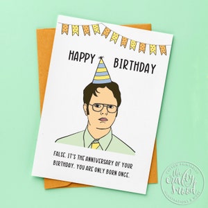 Cartão de aniversário engraçado do Dwight/Cartão do escritório/Dwight The Office/Imprimível - 5" x 7" Arquivo digital de impressão e corte DIY