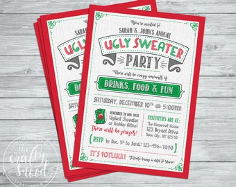 Ugly Sweater Holiday Party Invite  - Digital file/Printable
