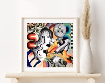 Surreal Collage Painting Giclee PRINT, Wall Art (Frame not included), Home Decor Print, Modern Art, Abstract Art, Print with Faces