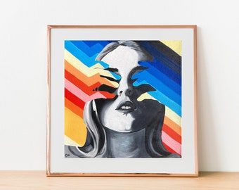 Surreal Portrait Giclee PRINT, Wall Art (Frame not included), Home Decor Print, Modern Art, Abstract Art, Print with Faces, Female Art