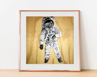 Astronaut Wall Art Print, Retro Wall Art
