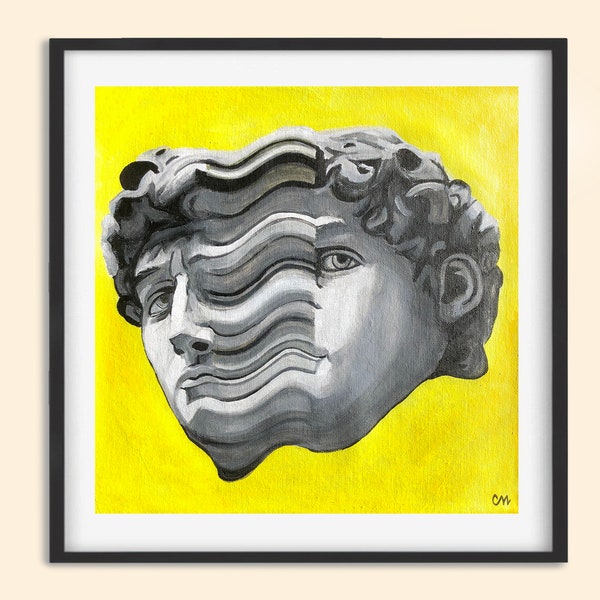 Statue of David Portrait Giclee PRINT, Surreal Wall Art (Frame not included), Home Decor Print, Modern Art, Abstract Art, Print with Face