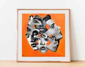 Abstract Portrait Giclee PRINT, Surreal Wall Art (Frame not included), Home Decor Print, Modern Art, Collage Art, Print with Faces