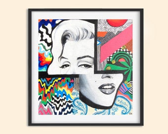 Marilyn Monroe Abstract Portrait Giclee PRINT, Surreal Wall Art (Frame not included), Home Decor Print, Modern Art, Print with Face, Female
