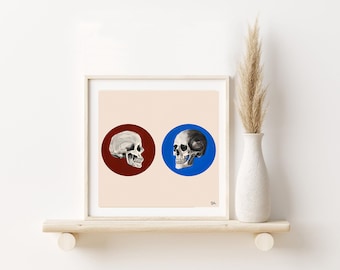 Skull Painting Giclee PRINT, Surreal Wall Art (Frame not included), Home Decor Print, Modern Art, Abstract Art, Skeleton Geometric Print