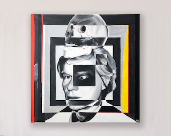 Andy Warhol Inspired Original Acrylic Surrealism Portrait Painting, Wall Art, Abstract Art, Psychedelic Art