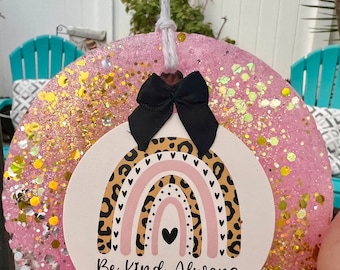 Car Freshie - “Be Kind Always”  pink, black & khaki with black bow car freshie - air freshener - scented aroma beads - 1000 wishes