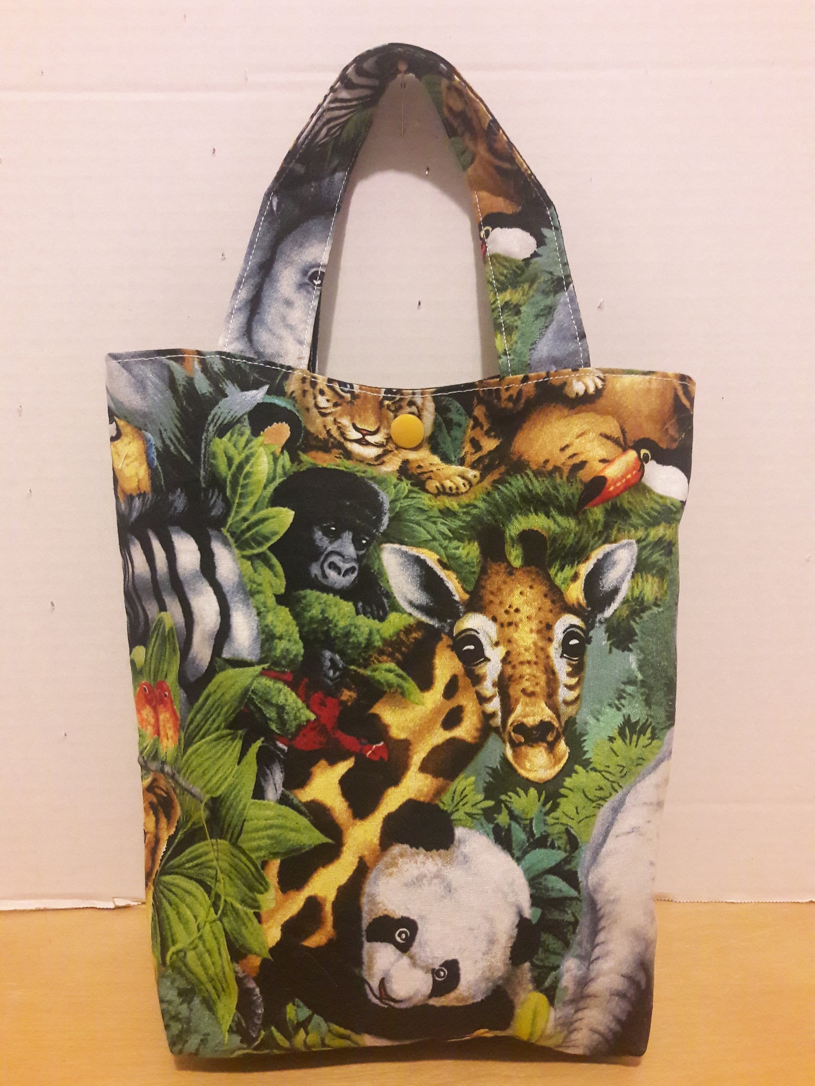 Adult Tote Bag. Jungle Animals Cotton Print Lined Tote With | Etsy